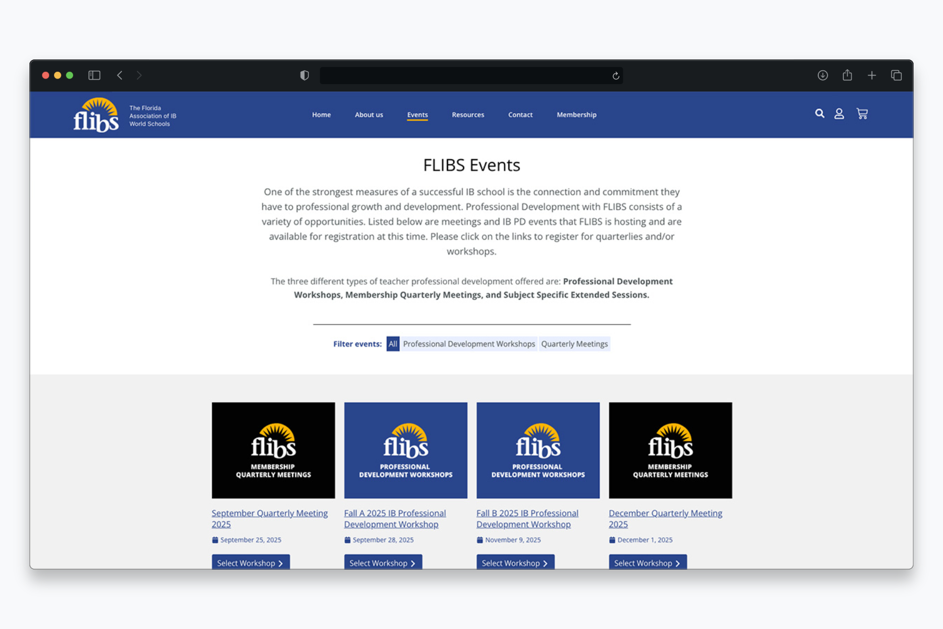 Front end: Event Listing Pages Page